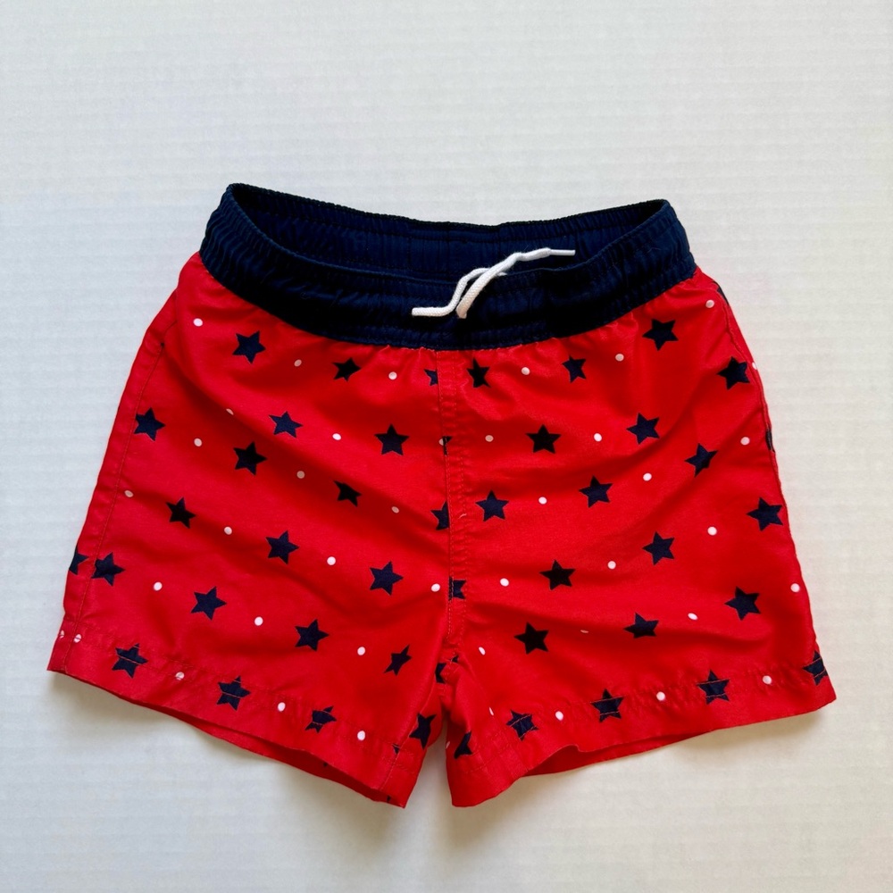 Janie and Jack Red Star Print Kids board shorts